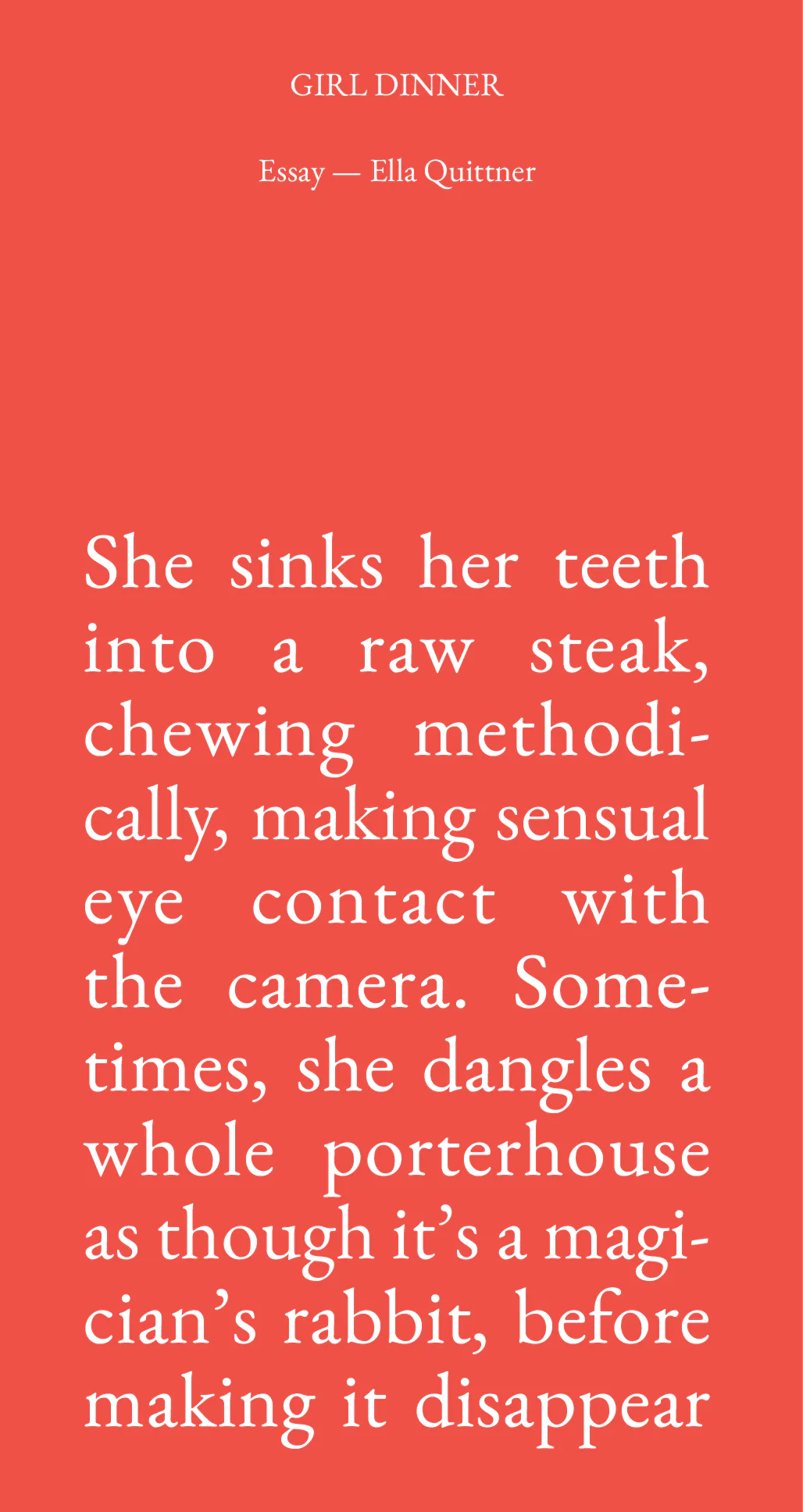Cake Zine, Special Edition: Steak Zine